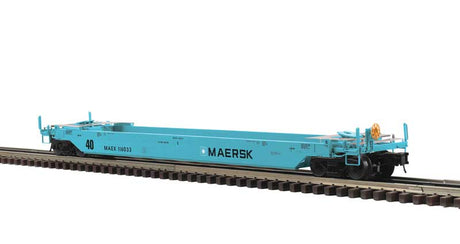 40' Rebuilt Well Car - 3-Rail - Ready to Run - Premier -- Maersk (blue, black)