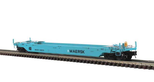 40' Rebuilt Well Car - 3-Rail - Ready to Run - Premier -- Maersk (blue, black)