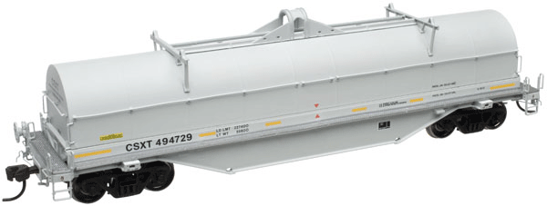 42' Coil Steel Car - 3-Rail - Ready to Run - Master(R) -- CSX Transportation (gray, yellow Conspicuity Marks, No Logo)
