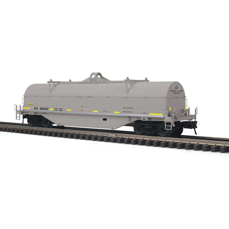 NSC 42' Coil Car w/Fishbelly Side Sill - 3-Rail - Ready to Run - Master(R) -- Arkansas-Oklahoma AOK (Ex-CSX, gray, yellow conspicuity marks)