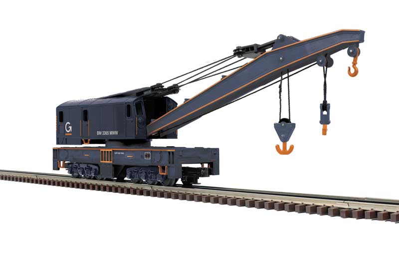 250-Ton Diesel Industrial Brownhoist Crane - 3-Rail - Ready to Run - Premier -- Guilford B&M #3365 (gray, orange, white)