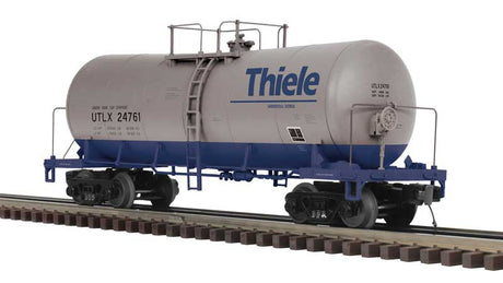 Funnel-Flow Tank Car - 3-Rail - Ready to Run - Premier -- Thiele UTLX (gray, blue)