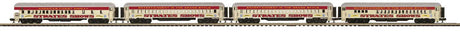 Madison Heavyweight Diner, 2 Coach, Observation Set - 3-Rail RTR -- Strates Shows Red Train #12 Elmira, 3 Hamburg, 9 Winston Salem, 1 Stratesvil