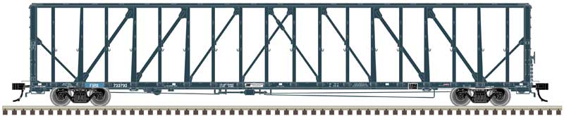 73' Centerbeam/Center Divider Flatcar w/Load - 3-Rail - Ready to Run - Premier -- First Union Rail FURX (blue)