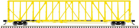 73' Centerbeam/Center Divider Flatcar w/Load - 3-Rail - Ready to Run - Premier -- TTX (yellow, black)