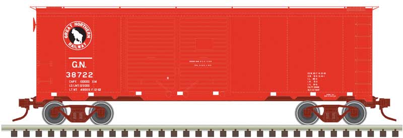 1937 AAR Double-Door 40' Boxcar - 3-Rail - Ready to Run - Master(R) -- Great Northern (red, black, white, Small Rocky Silhouette Logo)
