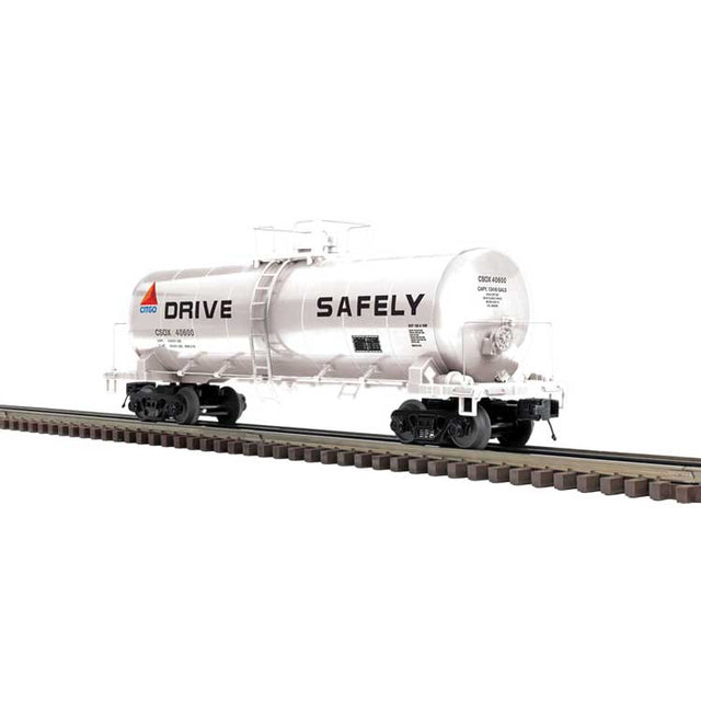 40' Modern Tank Car - 3-Rail - Ready to Run - Premier -- Citgo CSOX (white, black, red, Drive Safely)