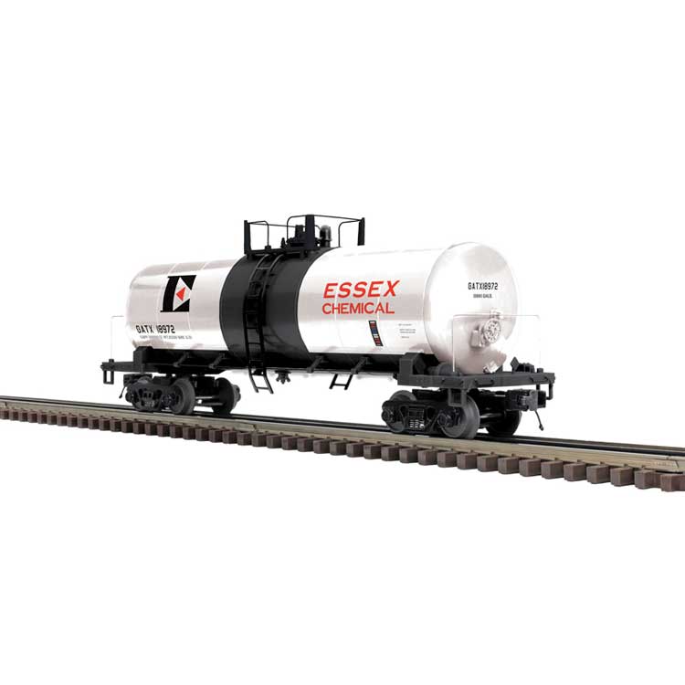 40' Modern Tank Car - 3-Rail - Ready to Run - Premier -- Essex Chemical GATX (white, black, red)