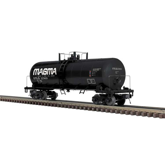40' Modern Tank Car - 3-Rail - Ready to Run - Premier -- Magma UTLX (black, white)