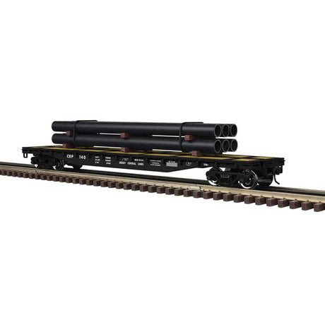 52'6" Flatcar w/Pipe Load - 3-Rail - Ready to Run - Trainman(R) -- Central Railroad of New Jersey (black)