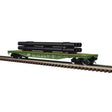52'6" Flatcar w/Pipe Load - 3-Rail - Ready to Run - Trainman(R) -- US Army Transportation Corps USAX (green)