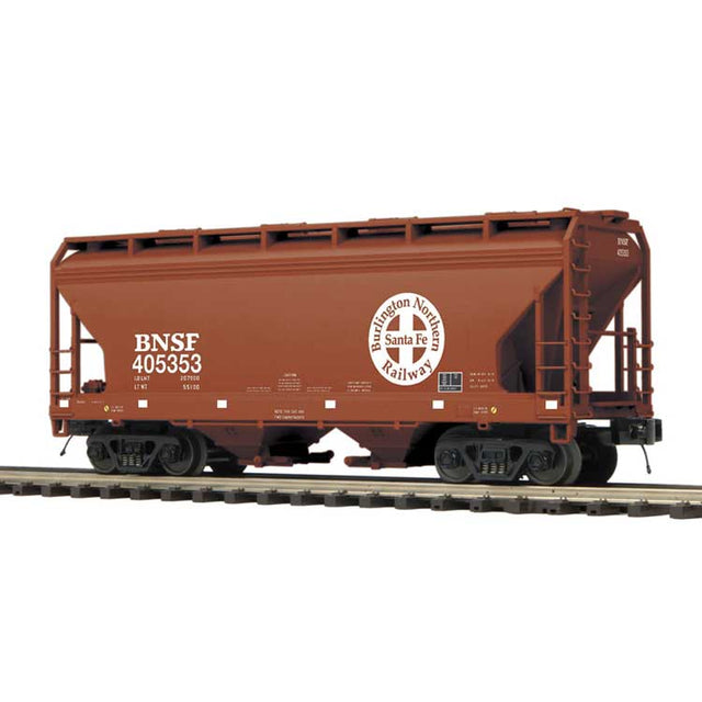 2-Bay Centerflow Covered Hopper - 3-Rail - Premier -- BNSF Railway (Boxcar Red, white, Circle/Cross Logo)