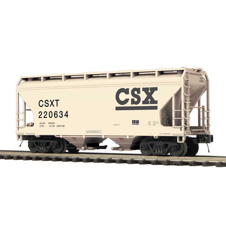 2-Bay Centerflow Covered Hopper - 3-Rail - Premier -- CSX (tan, black)
