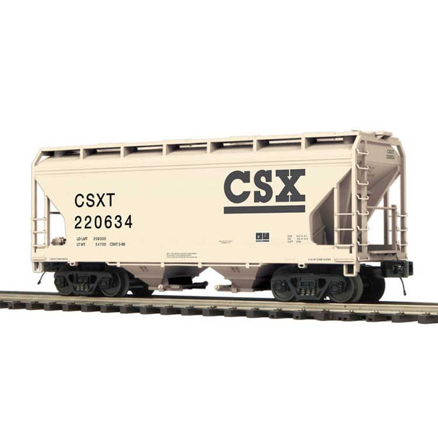 2-Bay Centerflow Covered Hopper - 3-Rail - Premier -- CSX (tan, black)