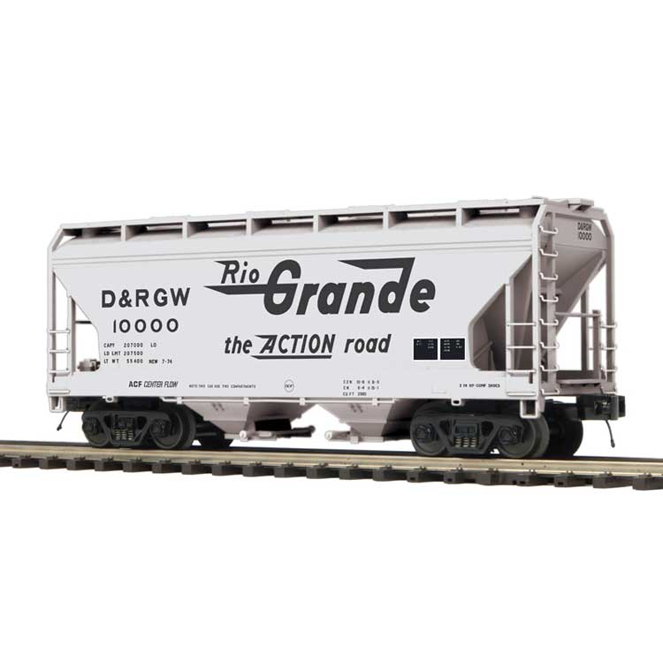 2-Bay Centerflow Covered Hopper - 3-Rail - Premier -- Denver & Rio Grande Western (gray, black, Flying Grande)