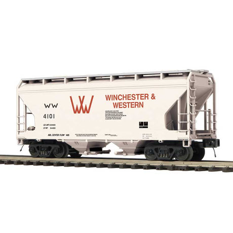 2-Bay Centerflow Covered Hopper - 3-Rail - Premier -- Winchester & Western (tan, maroon)