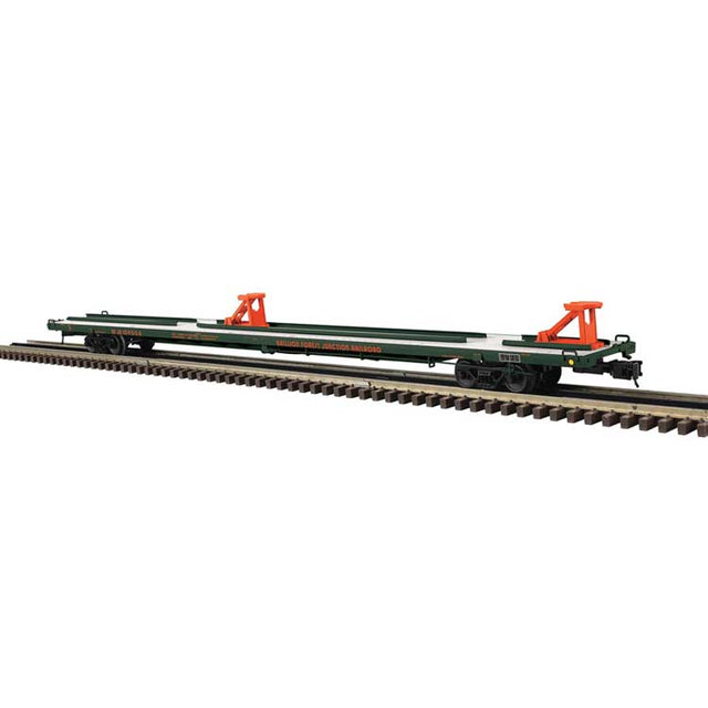 89' 4" Intermodal Flatcar - 3-Rail - Ready to Run - Master(R) -- Brillion & Forest Junction (green, orange)