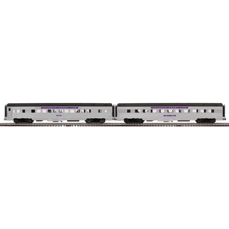 70' Streamlined Coach, Diner - 3-Rail - Ready to Run -- Atlantic Coast Line #203, New York (silver, purple)