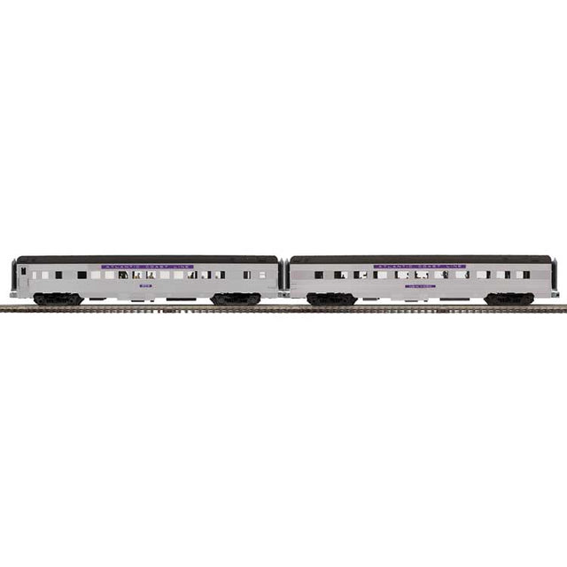 70' Streamlined Coach, Diner - 3-Rail - Ready to Run -- Atlantic Coast Line #203, New York (silver, purple)