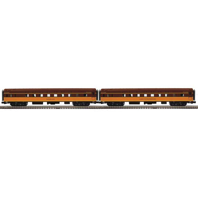 70' Streamlined Sleeper 2-Pack - 3-Rail - Ready to Run -- Illinois Central Land O Strawberries, Sugarland (brown, orange)