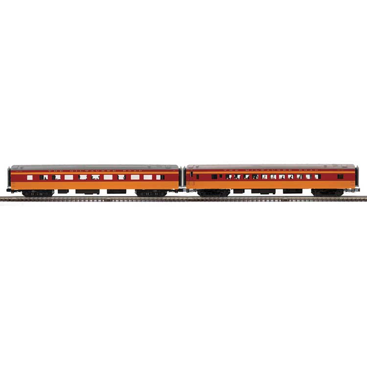 70' Streamlined Coach, Diner - 3-Rail - Ready to Run -- Milwaukee Road #491, 114 (orange, maroon)