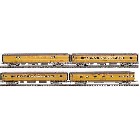 70' Streamlined Baggage, 2 Coaches, Observation - 3-Rail - Ready to Run -- Union Pacific LA-103, Pasadena, Boulder City, Baldy Mtn (City of LA)