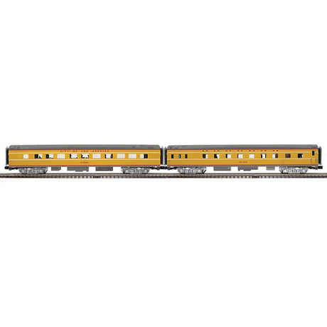 70' Streamlined Sleeper, Diner - 3-Rail - Ready to Run -- Union Pacific Hacienda, Los Feliz (Armour Yellow, gray, red, City of LA)
