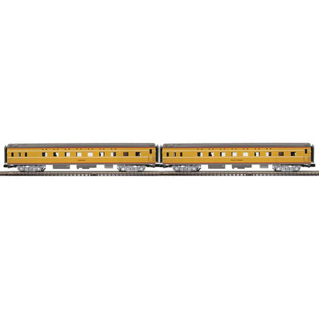 70' Streamlined Sleeper 2-Pack - 3-Rail - Ready to Run -- Union Pacific Verdugo, Palos Verdes (Armour Yellow, gray, red, City of LA)
