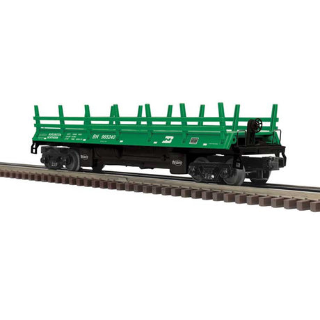 Operating Log Dump Car with Load - 3-Rail - Premier(R) -- Burlington Northern (Cascade Green, white)