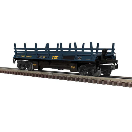 Operating Log Dump Car with Load - 3-Rail - Premier(R) -- CSX (blue, yellow)