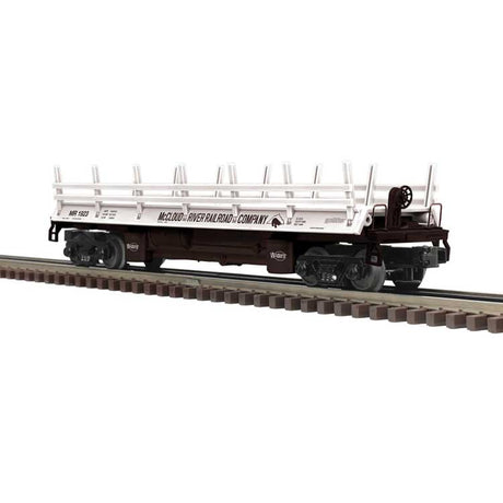 Operating Log Dump Car with Load - 3-Rail - Premier(R) -- McCloud River (white, Boxcar Red)