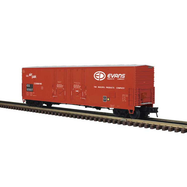 Evans 53' Double-Plug-Door Boxcar - 3-Rail - Ready to Run - Master(R) -- Illinois Central Gulf (Ex-Evans, patched, red, white)