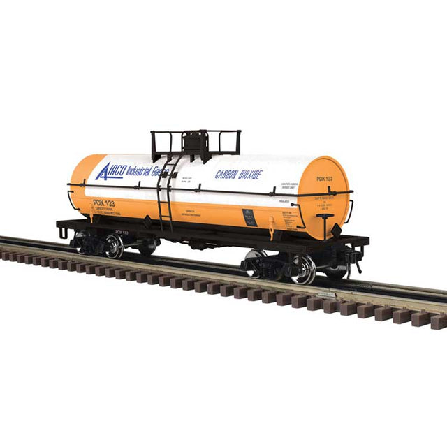 11,000-Gallon Tank Car with Platform - 3-Rail - Ready to Run - Master(R) -- Airco Carbon Dioxide PCIX (white, orange)