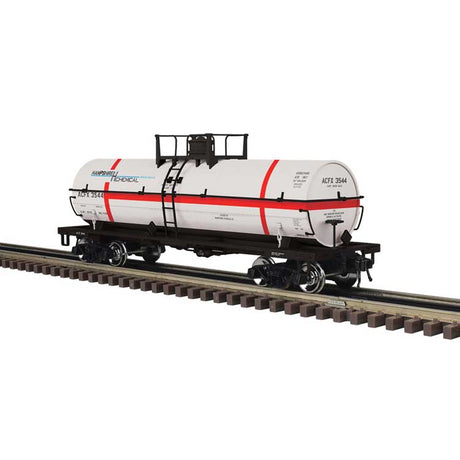 11,000-Gallon Tank Car with Platform - 3-Rail - Ready to Run - Master(R) -- Hampshire Chemical ACFX (white, red)