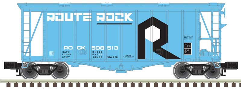 40' Airslide Covered Hopper - 2-Rail - Ready to Run - Master(R) -- Rock Island (blue, black, white)