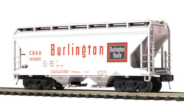 2-Bay Centerflow Covered Hopper - 2-Rail - Premier -- Chicago Burlington & Quincy (gray, black, red)