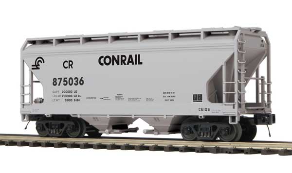 2-Bay Centerflow Covered Hopper - 2-Rail - Premier -- Conrail (gray, black)