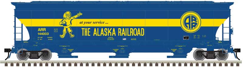 Trinity 5161 Cubic Foot Covered Hopper - 2-Rail - Ready to Run - Master(TM) -- Alaska Railroad (Fantasy, blue, yellow, At Your Service Slogan)