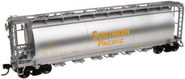 3-Bay Cylindrical Hopper - 2-Rail - Ready to Run - Master(R) -- Southern Pacific (silver, yellow)