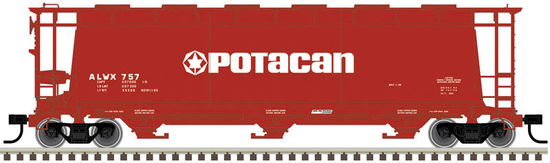 3-Bay Cylindrical Hopper - 2-Rail - Ready to Run - Master(R) -- Potacan (brown, white)