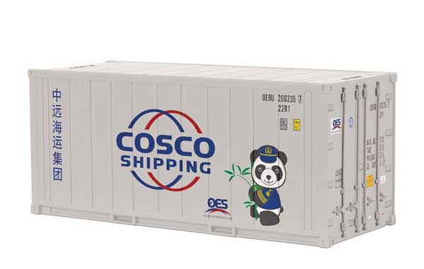 20' Refrigerated Container - Assembled -- COSCO (white, blue, red, Panda Logo)