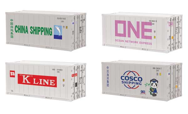 20' Refrigerated Container 8-Pack - Assembled -- 2 Each: China Chipping, COSCO, K Line, ONE)