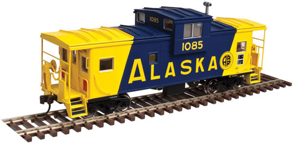 Extended-Vision Caboose - 2-Rail Ready to Run -- Alaska Railroad (blue, yellow)