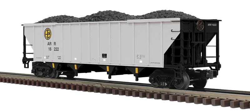 4-Bay Coal Hopper - 2-Rail - Ready to Run - Premier -- Alaska Railroad (silver, black, blue, yellow)