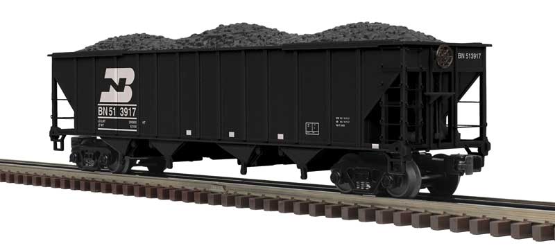 4-Bay Coal Hopper - 2-Rail - Ready to Run - Premier -- Burlington Northern (black, white)