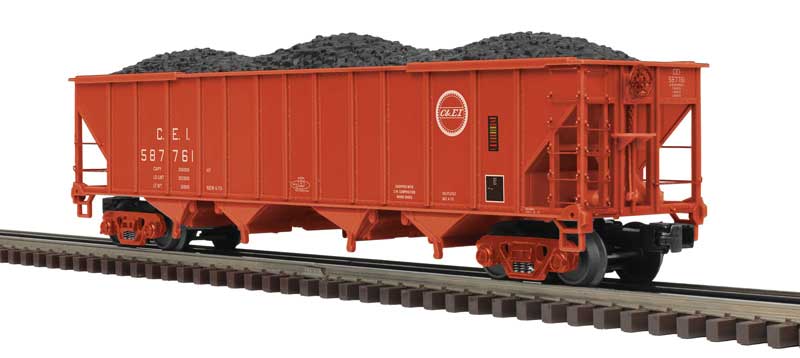 4-Bay Coal Hopper - 2-Rail - Ready to Run - Premier -- Chicago & Eastern Illinois (Boxcar Red, white, Buzz Saw Logo)