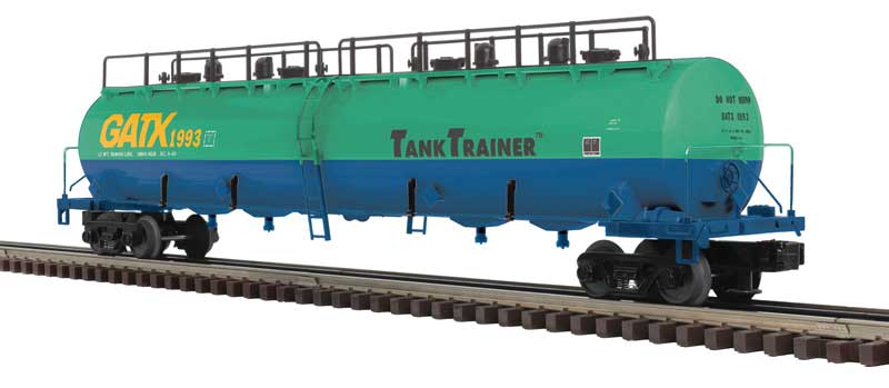 20,000-Gallon 4-Compartment Tank Car - 2-Rail - Ready to Run - Premier -- GATX (TankTrailer, green, blue, yellow)