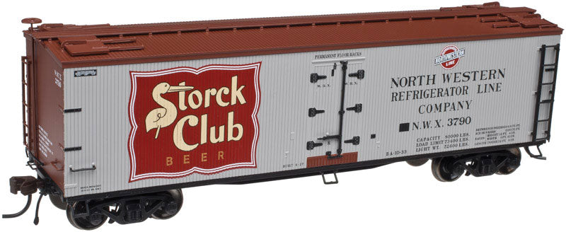 40' Wood Reefer - 2-Rail - Ready to Run -- Storck Club Beer NWX (Fantasy Scheme, gray, Boxcar Red, red)