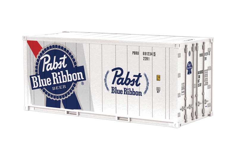 20' Reefer Container - Assembled -- Pabst Blue Ribbon Beer (silver, blue, white, red)