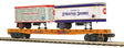 Flatcar with 2 20' Trailers - 3-Rail - Ready to Run - Premier -- James E. Strates Shows #16 (orange flatcar)
